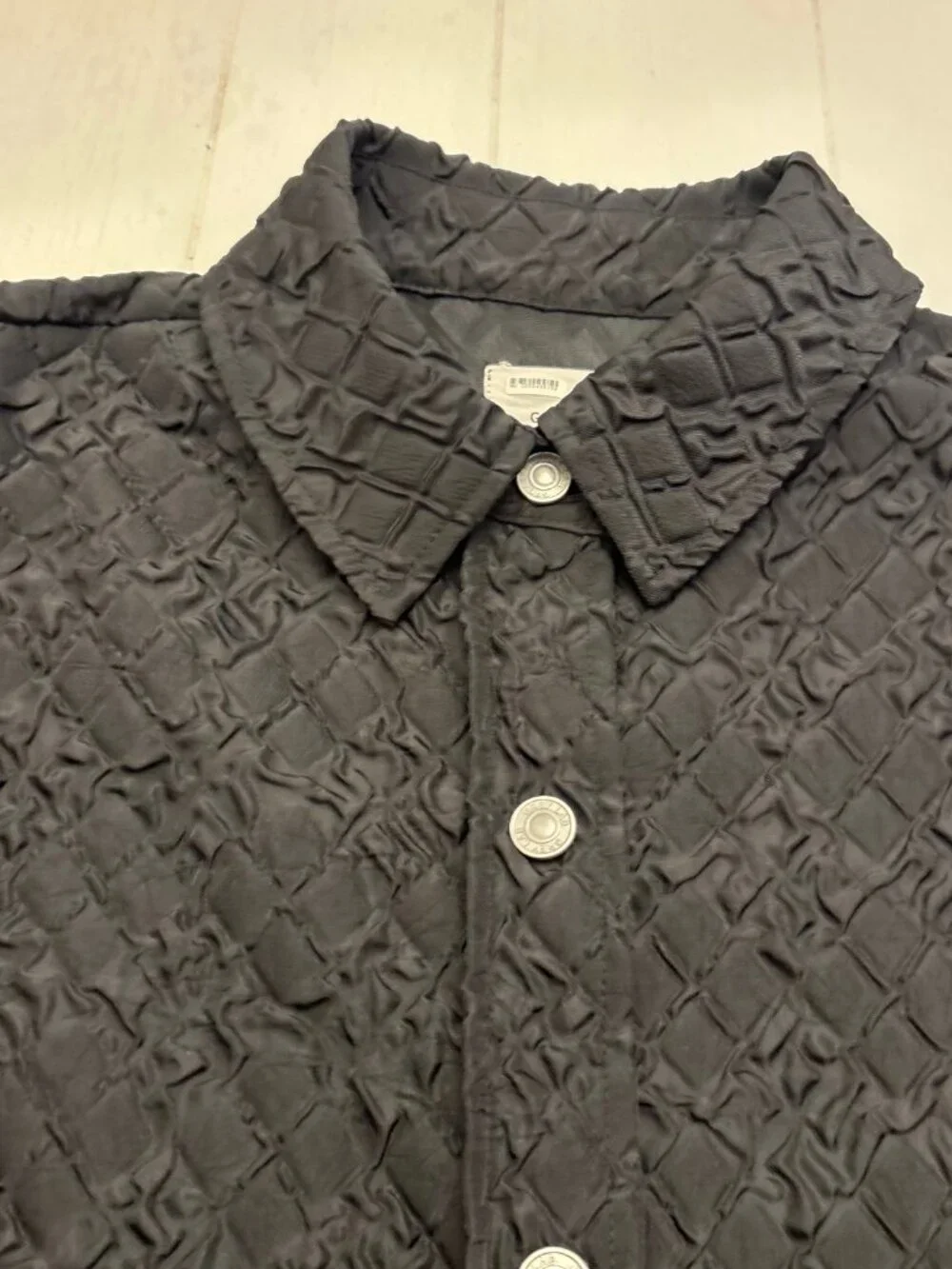 Grey Lab Los Angeles Black Textured Shacket Large Button Front Oversized Shirt - Picture 2 of 8